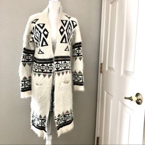 My Michelle Southwestern Aztec Long Cardigan Sz M